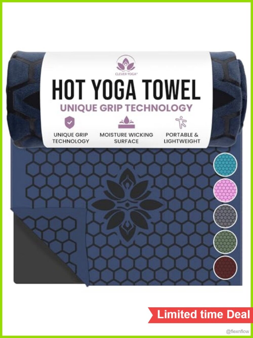 Non-Slip Hot Yoga Mat Towel Suede Microfiber Honeycomb Silicone Grip